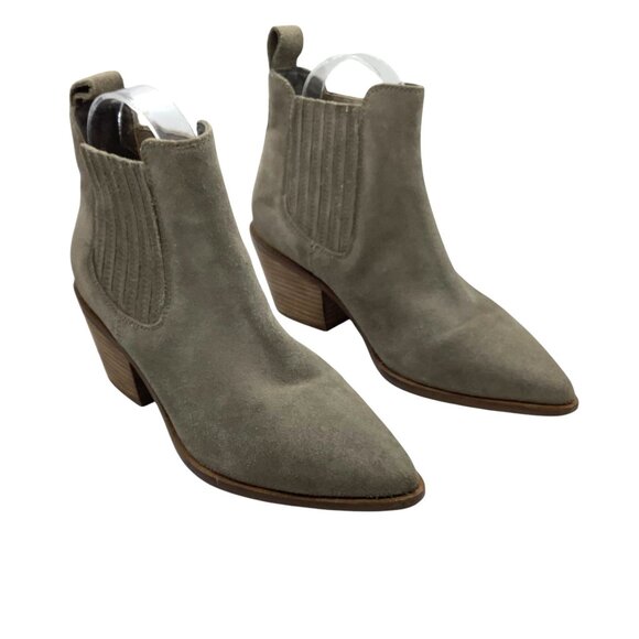 Seychelles Wanderlust Women Size 6.5  Tan Taupe Suede Ankle Boots 2.5" Heel - Picture 1 of 9